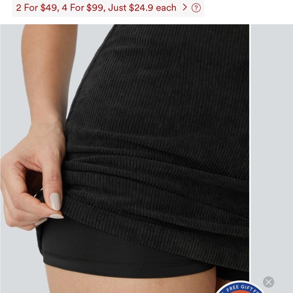 High Waisted A Line Corduroy Skirt with shorts - Halara NWT medium! - Picture 7 of 10